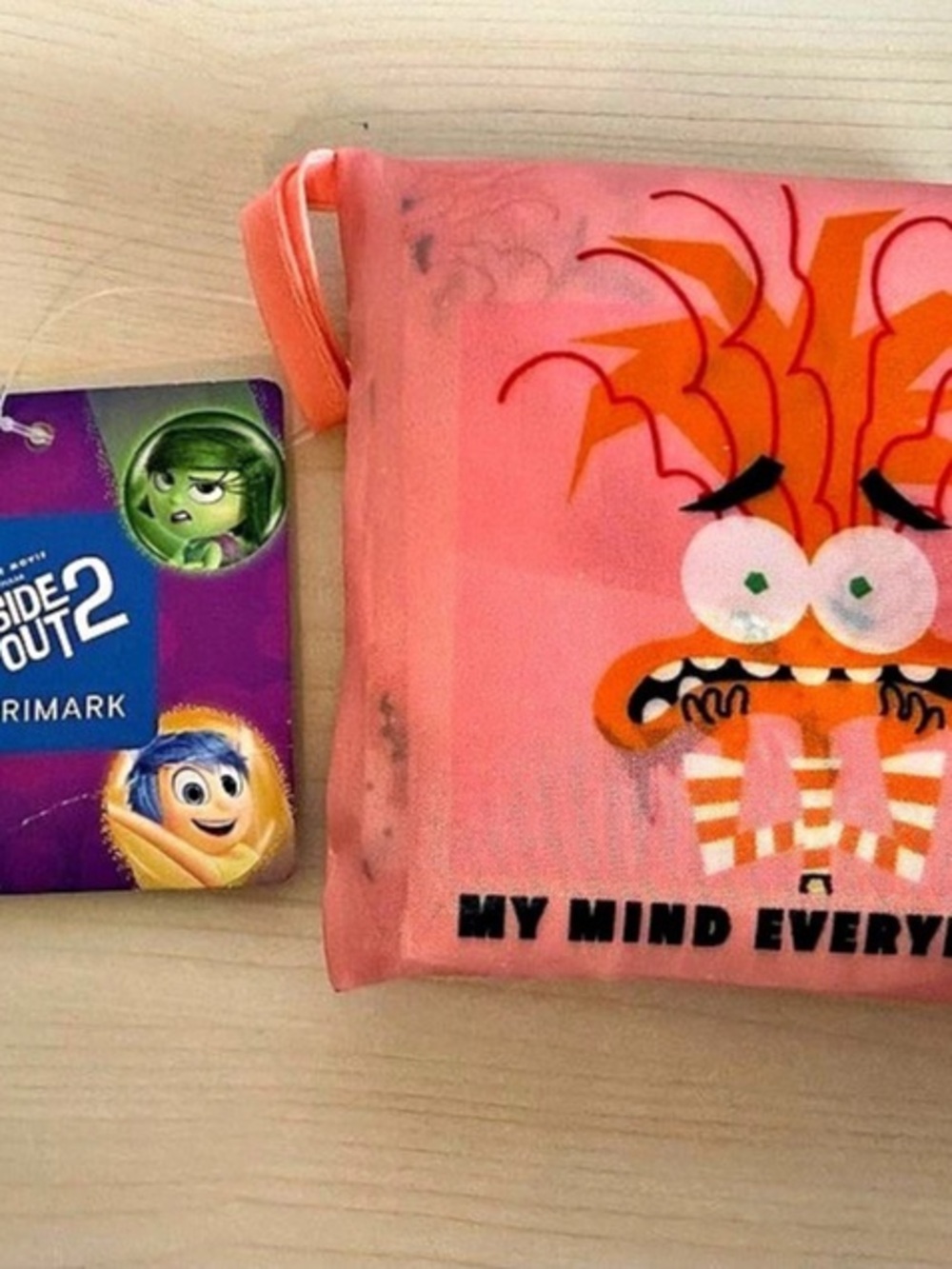 Primark Disney Pixar Inside Out 2 Anxiety Packable Tote Pink & Purple